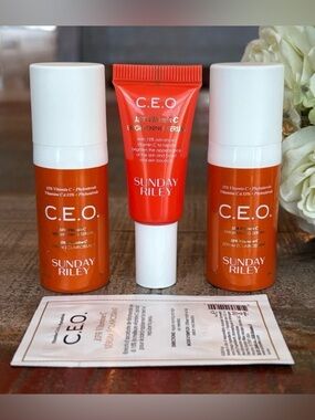 NEW Sunday Riley C.E.O. 15% Vitamin C BRIGHTENING SERUM Trio + Bonus!